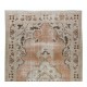 Vintage Handmade Turkish Wool Area Rug with Medallion Design