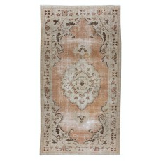 Vintage Handmade Turkish Wool Area Rug with Medallion Design