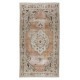 Vintage Handmade Turkish Wool Area Rug with Medallion Design