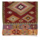 Hand-Woven Geometric Vintage Kilim Rug From Turkey, 100% Wool