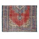 Traditional Vintage Hand Knotted Turkish Wool Area Rug with Medallion Design