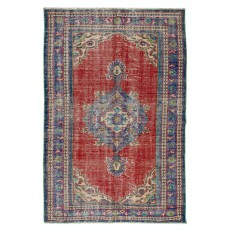 Traditional Vintage Hand Knotted Turkish Wool Area Rug with Medallion Design