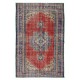 Traditional Vintage Hand Knotted Turkish Wool Area Rug with Medallion Design