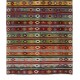 Hand-Woven Turkish Vintage Kilim Runner, Geometric & Striped Pattern Rug