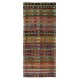 Hand-Woven Turkish Vintage Kilim Runner, Geometric & Striped Pattern Rug