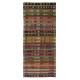 Hand-Woven Turkish Vintage Kilim Runner, Geometric & Striped Pattern Rug