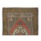 Mid-Century Hand-Knotted Turkish Tribal Rug with Geometric Medallion Design, 100% Wool