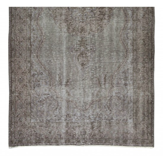 Mid-Century Handmade Turkish Wool Area Rug Over-Dyed in Gray 4 Modern Interiors