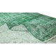 Vintage Hand Knotted Turkish Distressed Wool Rug Over-Dyed in Green for Contemporary Home & Office