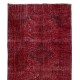 Contemporary Handmade 1960s Konya Sille Runner Rug Over-Dyed in Red Color for Hallway Decor