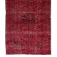 Contemporary Handmade 1960s Konya Sille Runner Rug Over-Dyed in Red Color for Hallway Decor