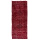 Contemporary Handmade Turkish Sille Runner Rug Over-Dyed in Red Color for Hallway Decor