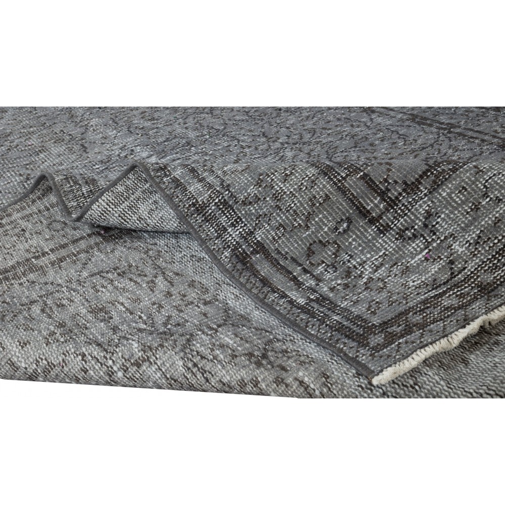 Contemporary Handmade Turkish Area Rug Over-Dyed in Gray 4 Modern Interiors