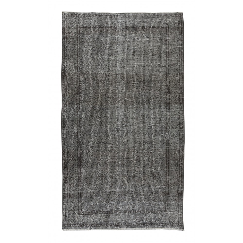 Contemporary Handmade Turkish Area Rug Over-Dyed in Gray 4 Modern Interiors
