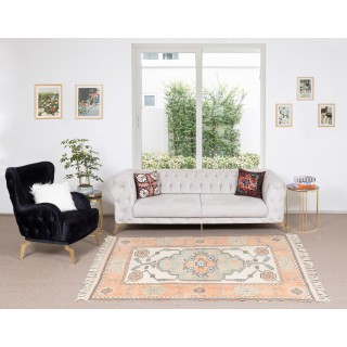 Modern Hand Knotted Turkish Geometric Area Rug for Office & Home Decor, 100% Wool
