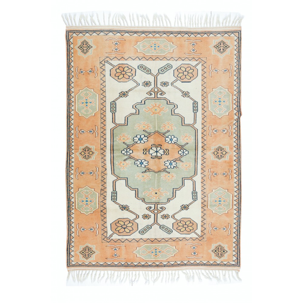 Modern Hand Knotted Turkish Geometric Area Rug for Office & Home Decor, 100% Wool