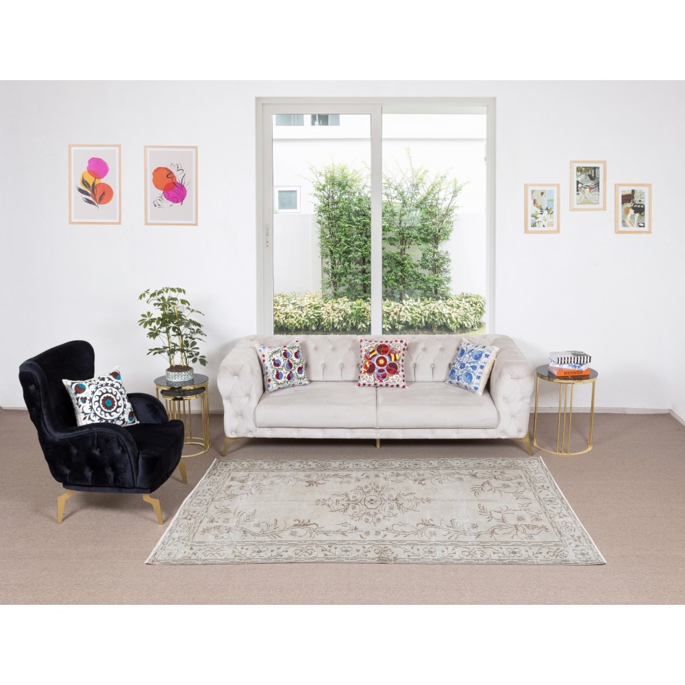Contemporary Handmade Turkish Area Rug Over-Dyed in Gray 4 Modern Interiors