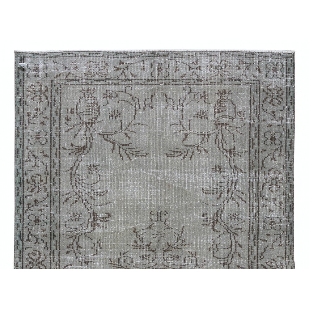 Contemporary Handmade Turkish Area Rug Over-Dyed in Gray 4 Modern Interiors