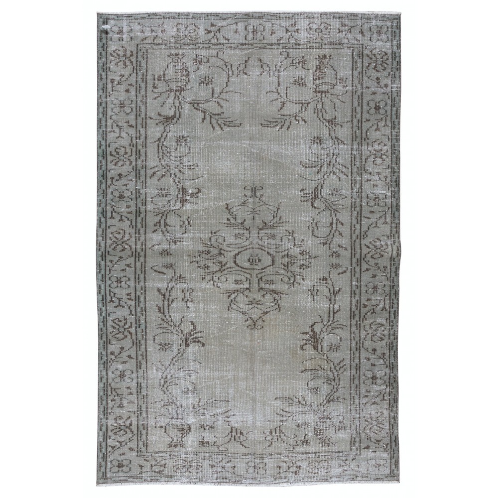 Contemporary Handmade Turkish Area Rug Over-Dyed in Gray 4 Modern Interiors