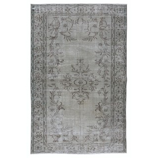 Contemporary Handmade Turkish Area Rug Over-Dyed in Gray 4 Modern Interiors