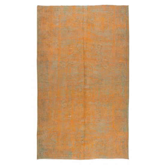 Hand Knotted Turkish Wool Rug Over-Dyed in Orange, Vintage Orange Carpet for Contemporary Interiors Hand Knotted Turkish Wool Rug Over-Dyed in Orange, Vintage Orange Carpet for Contemporary Interiors