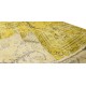 Vintage Turkish Rug Over-Dyed in Yellow, Handmade Yellow Carpet with Medallion Design
