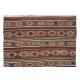 Colorful Hand-Woven Turkish Vintage Wool Kilim, Flat-weave Rug Colorful Hand-Woven Turkish Vintage Wool Kilim, Flat-weave Rug