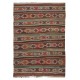 Colorful Hand-Woven Turkish Vintage Wool Kilim, Flat-weave Rug Colorful Hand-Woven Turkish Vintage Wool Kilim, Flat-weave Rug