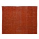 Hand Knotted Turkish Wool Rug Over-Dyed in Orange, Vintage Orange Carpet for Contemporary Interiors