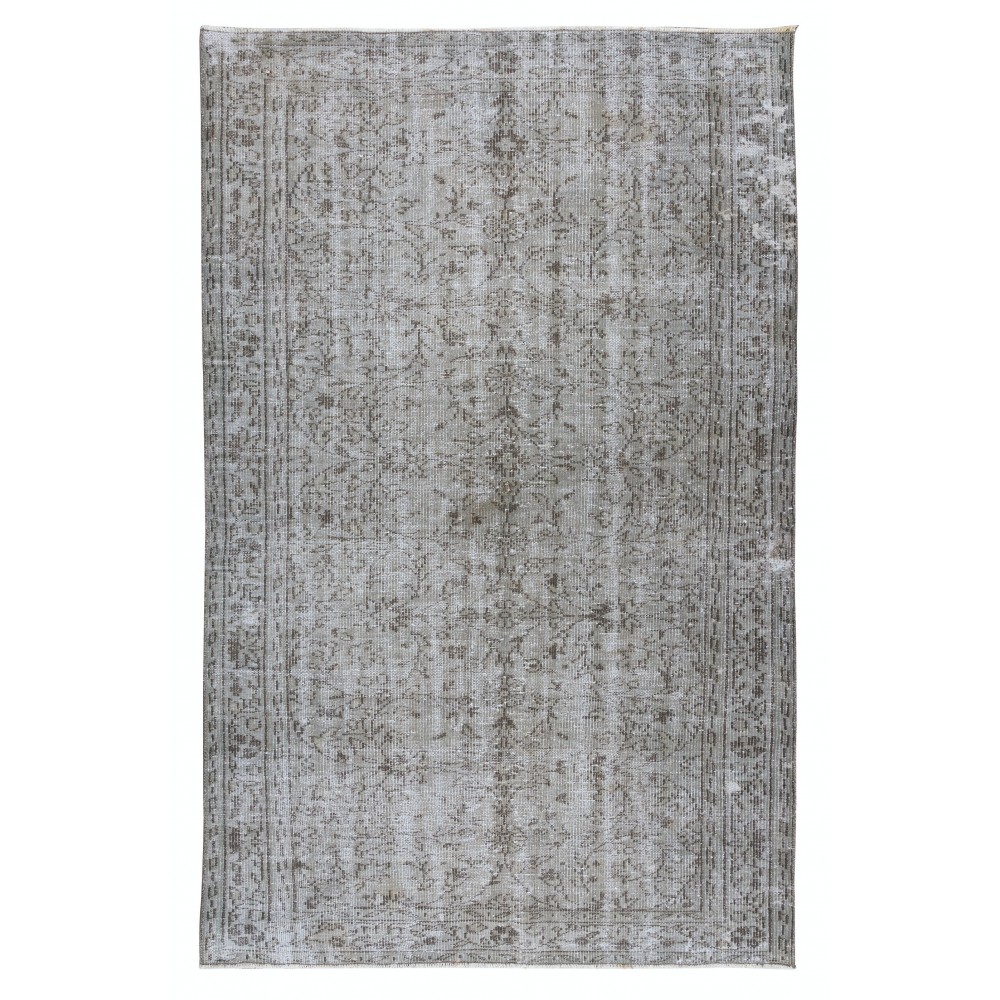 Modern Handmade Turkish Area Rug Over-Dyed in Gray 4 Modern Interiors