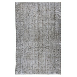 Modern Handmade Turkish Area Rug Over-Dyed in Gray 4 Modern Interiors