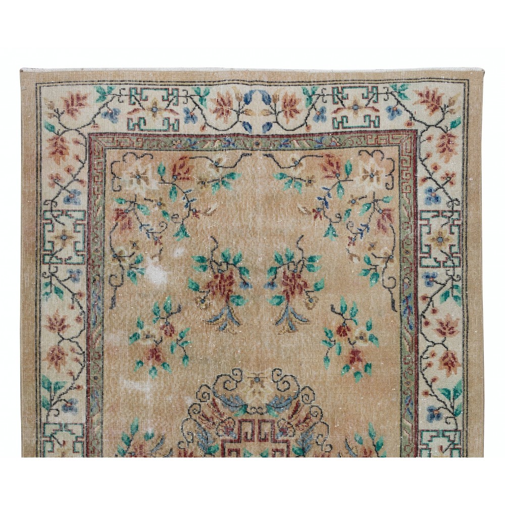 Vintage Handmade Art Deco Chinese Design Wool Area Rug for Home and Office Decor