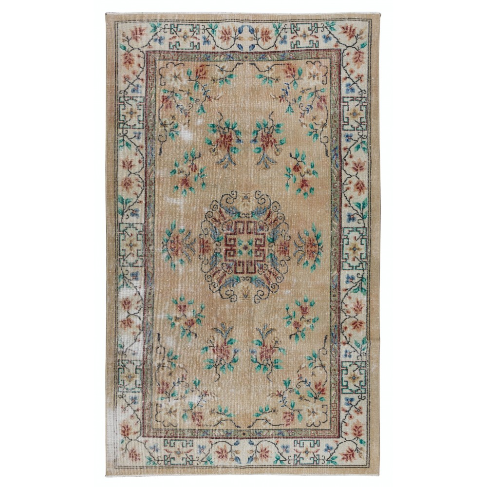 Vintage Handmade Art Deco Chinese Design Wool Area Rug for Home and Office Decor