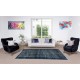 Modern Hand knotted Turkish Wool Rug Over-Dyed in Navy Blue