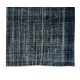 Turkish Wool Vintage Carpet Over-Dyed in Navy Blue, Modern Hand-Knotted Area Rug