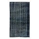 Turkish Wool Vintage Carpet Over-Dyed in Navy Blue, Modern Hand-Knotted Area Rug