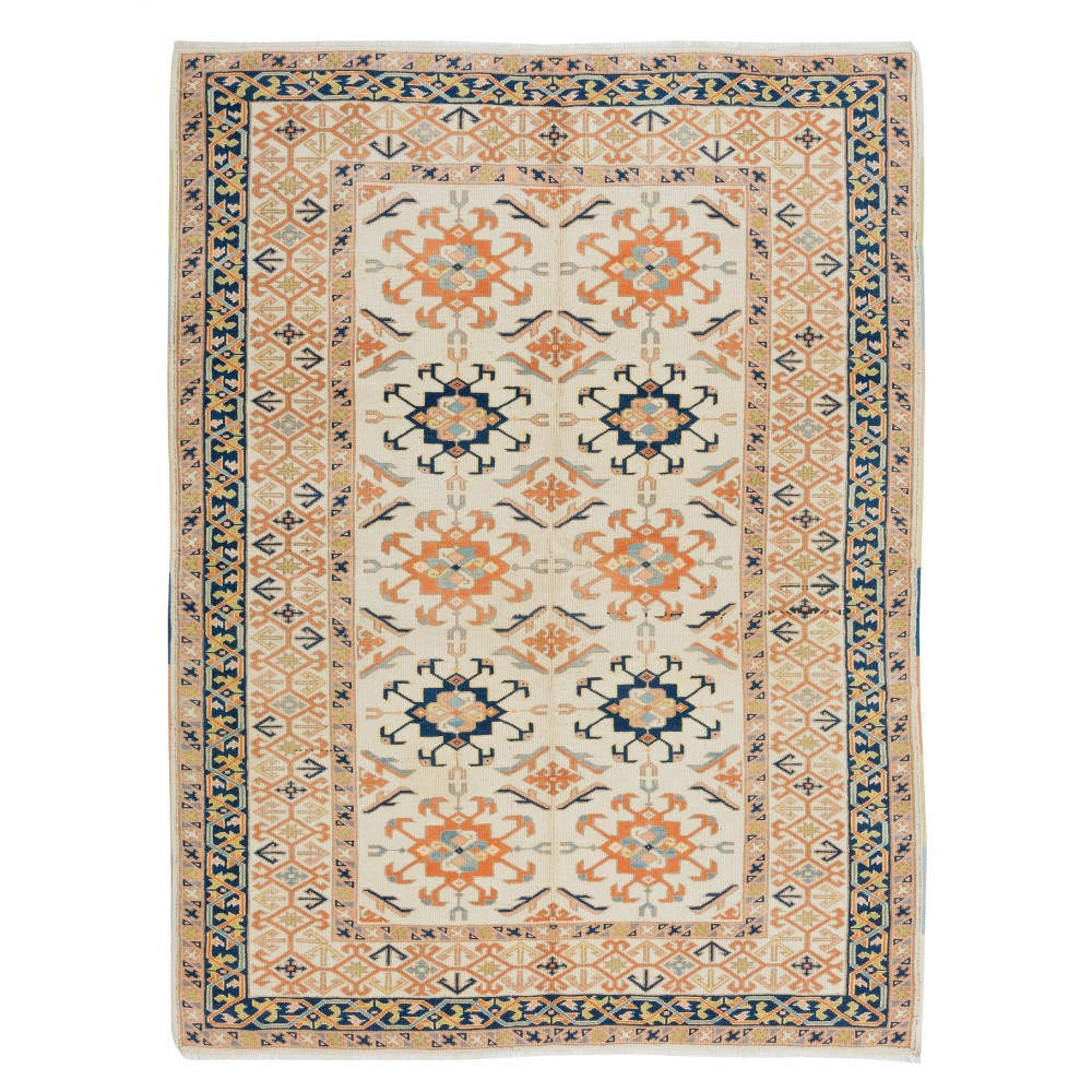 Contemporary Handmade Turkish Area Rug. 100% Wool, Natural Dyes, Modern Geometric Design Carpet