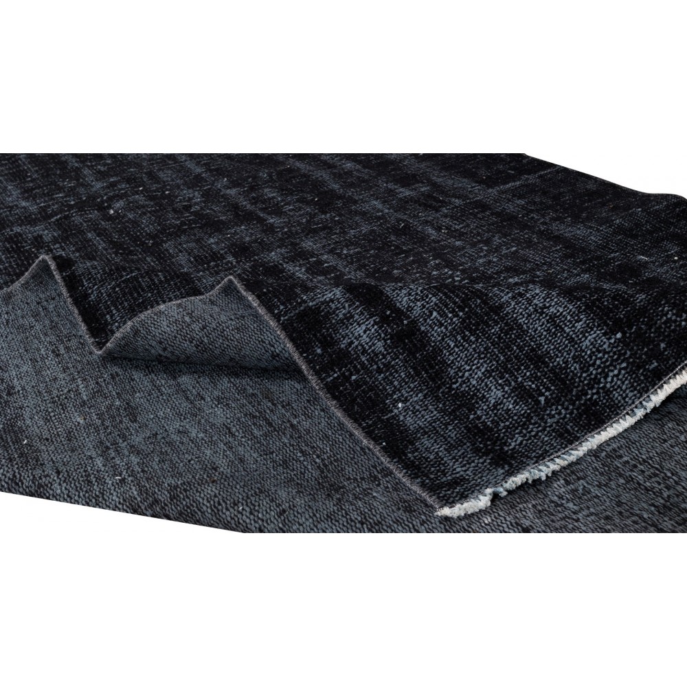 Contemporary Handmade Turkish Area Rug Over-Dyed in Black