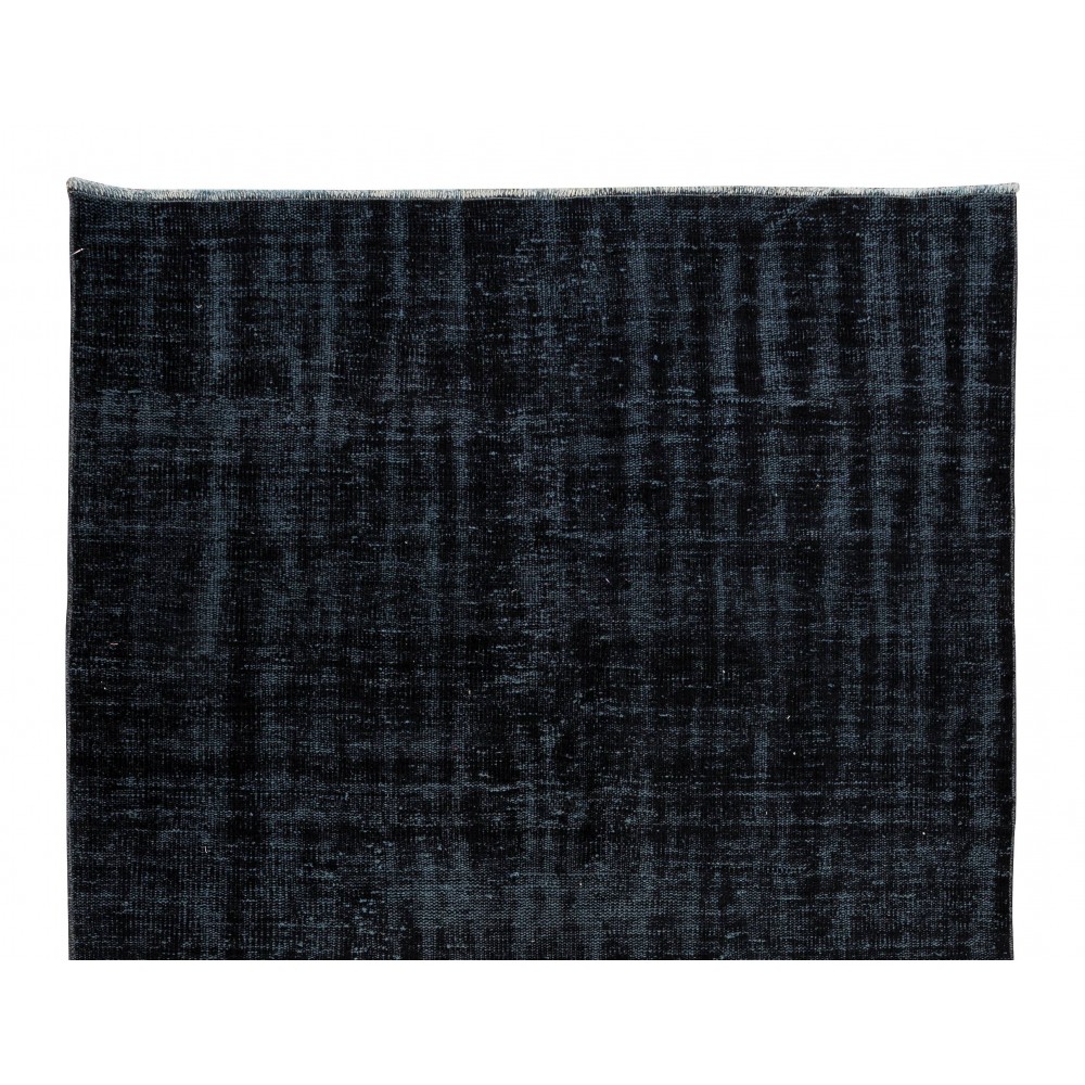 Contemporary Handmade Turkish Area Rug Over-Dyed in Black