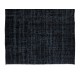 Contemporary Handmade Turkish Area Rug Over-Dyed in Black
