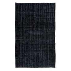 Vintage Handmade Turkish Area Rug Over-Dyed in Black for Modern Interiors