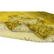 Vintage Turkish Rug Over-Dyed in Yellow, Handmade Yellow Carpet with Medallion Design