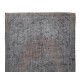 Contemporary Handmade Medallion Design Turkish Area Rug Over-Dyed in Gray