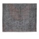 Contemporary Handmade Medallion Design Turkish Area Rug Over-Dyed in Gray