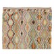Geometric Vintage Handmade Central Anatolian Wool Kilim Rug, Flat-Weave Carpet