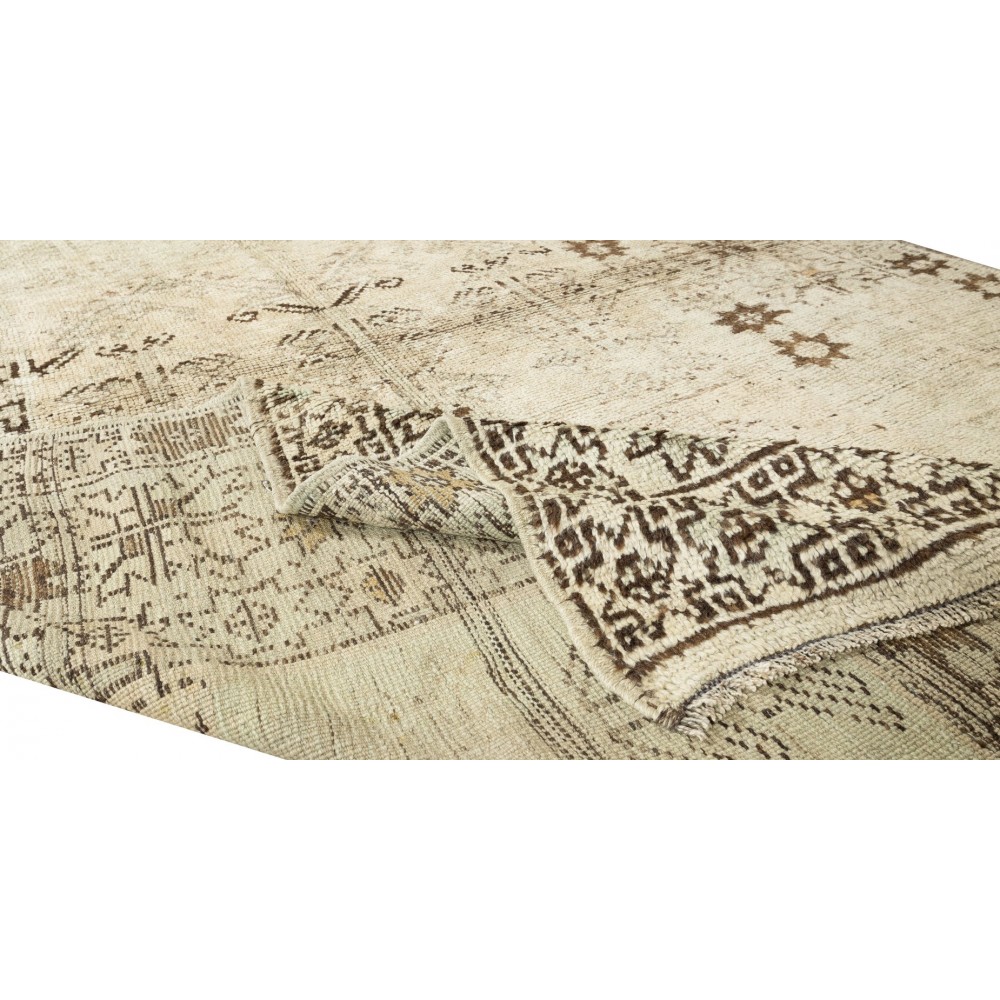 Neutral Colors Turkish Handmade Rug, Vintage Oushak Carpet