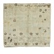 Neutral Colors Turkish Handmade Rug, Vintage Oushak Carpet
