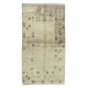 Neutral Colors Turkish Handmade Rug, Vintage Oushak Carpet