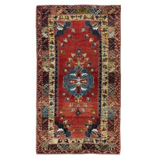 Handknotted 1960s Turkish Village Rug with Medallion Design, 100% Wool
