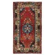 Handknotted 1960s Turkish Village Rug with Medallion Design, 100% Wool